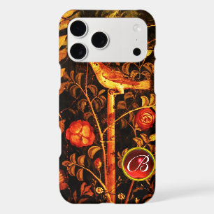 NIGHTINGALE WITH ROSES MONOGRAM, Red Black Yellow