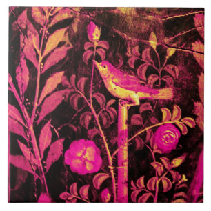 NIGHTINGALE WITH ROSES Pink Black Yellow Pompeii Tile