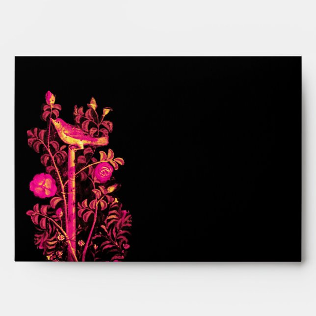 NIGHTINGALE WITH ROSES , Pink Black Yellow White Envelopes (Front)