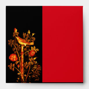 NIGHTINGALE WITH ROSES , Red Black Gold Envelopes