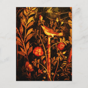 NIGHTINGALE WITH ROSES , Red Black Yellow Postcard