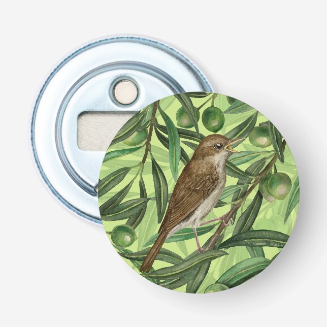 Nightingales in the olive tree 2 bottle opener (Front)