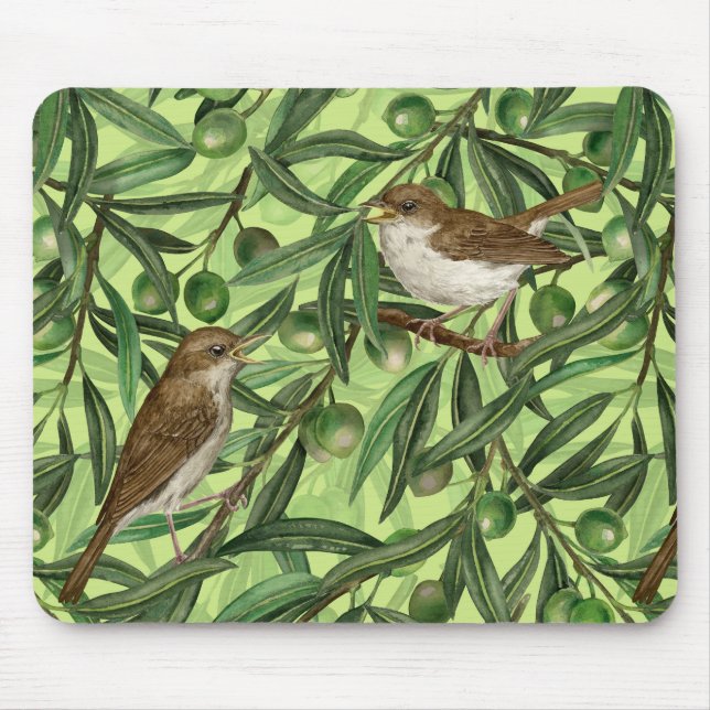 Nightingales in the olive tree 2 mouse mat (Front)