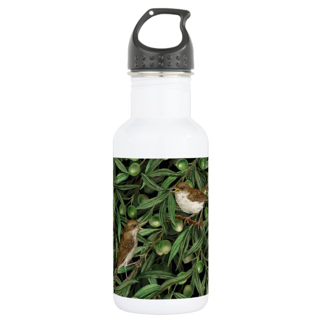 Nightingales in the olive tree 3 532 ml water bottle (Front)
