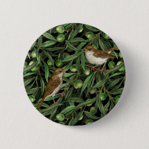 Nightingales in the olive tree 3 6 cm round badge