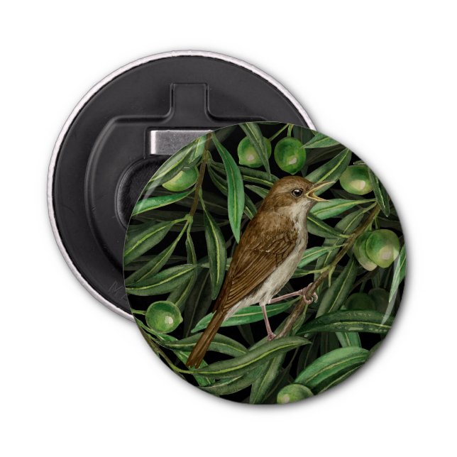 Nightingales in the olive tree 3 bottle opener (Front)