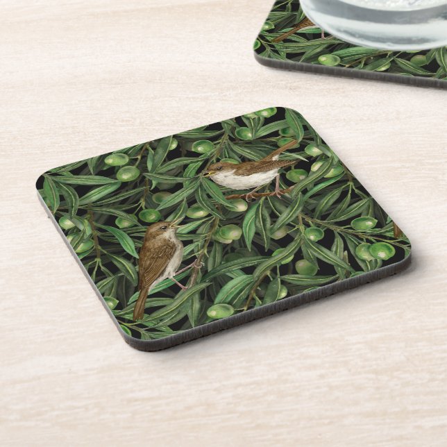 Nightingales in the olive tree 3 coaster (Left Side)