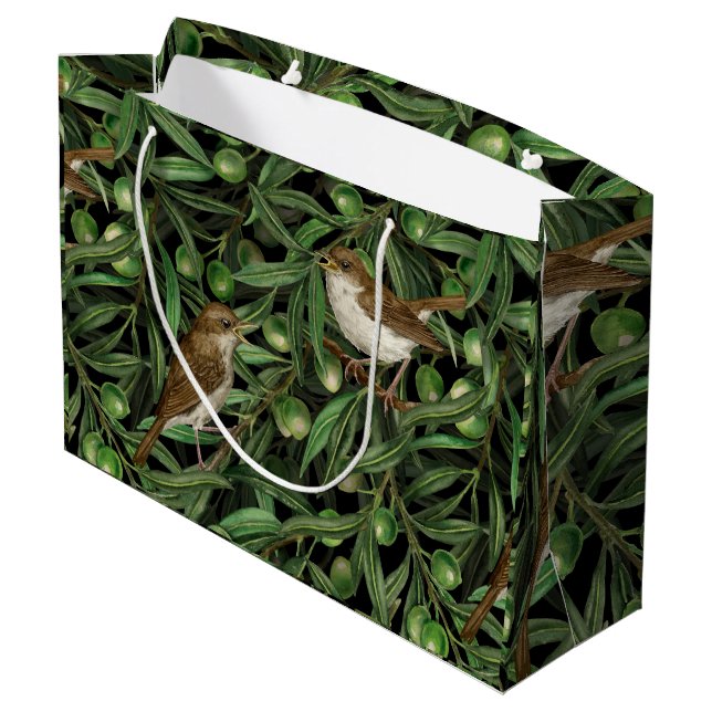 Nightingales in the olive tree 3 large gift bag (Back Angled)