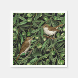 Nightingales in the olive tree 3 napkin