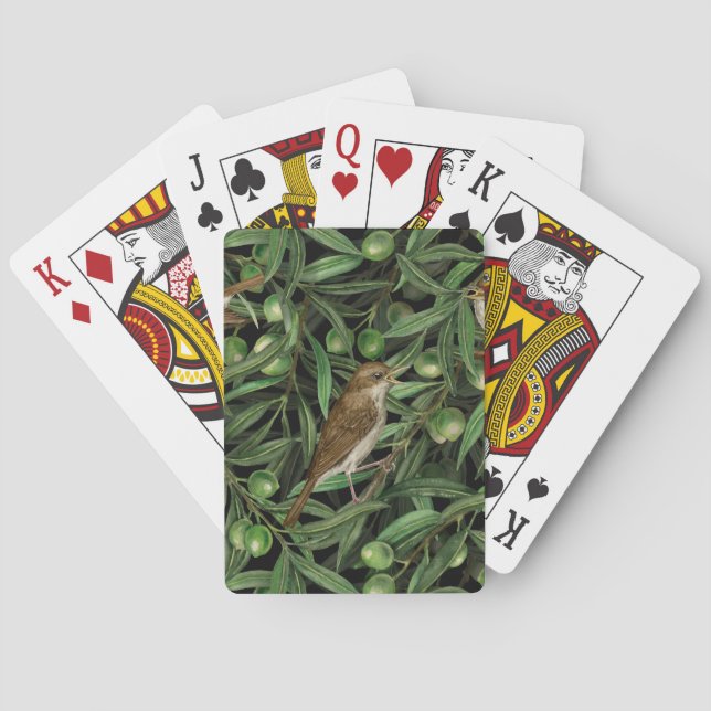 Nightingales in the olive tree 3 playing cards (Back)