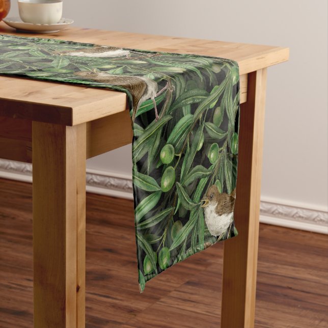 Nightingales in the olive tree 3 short table runner (In Situ)