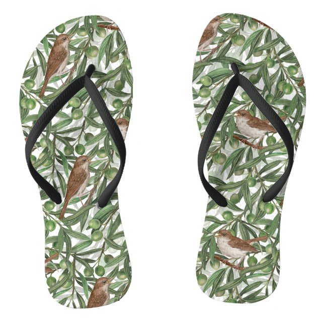 Nightingales in the olive tree flip flops (Footbed)