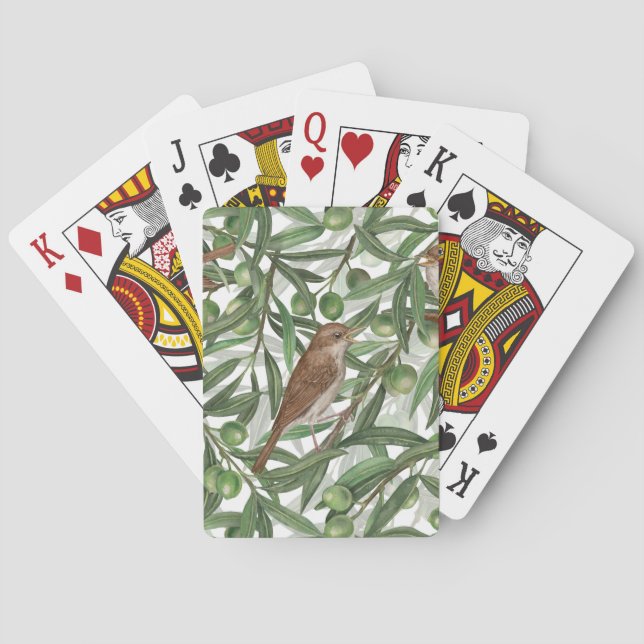 Nightingales in the olive tree playing cards (Back)