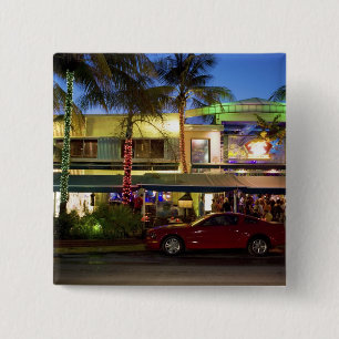 Nightlife on Ocean Drive, South Beach, Miami 15 Cm Square Badge