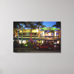 Nightlife on Ocean Drive, South Beach, Miami Canvas Print