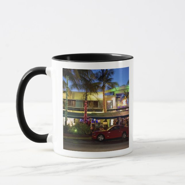 Nightlife on Ocean Drive, South Beach, Miami Mug (Left)