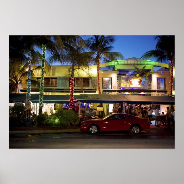 Nightlife on Ocean Drive, South Beach, Miami Poster (Front)
