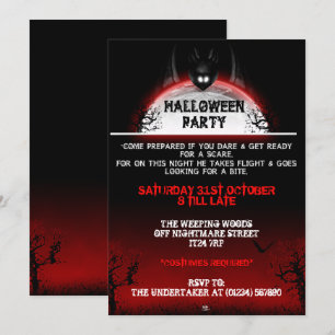Nightmare Bat Halloween Invitations