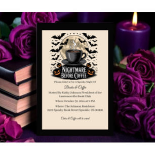 Nightmare Before Coffee Halloween Book Club  Invitation
