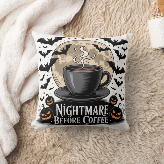 Nightmare Before Coffee Halloween Cushion (Blanket)