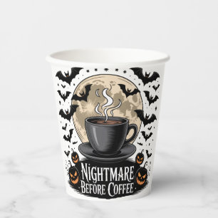 Nightmare Before Coffee Halloween Paper Cups