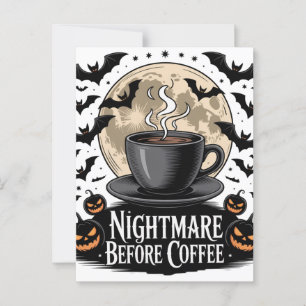 Nightmare Before Coffee Halloween Postcard