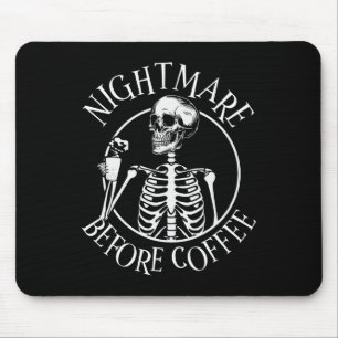 Nightmare Before Coffee Halloween Skeleton Holding Mouse Mat