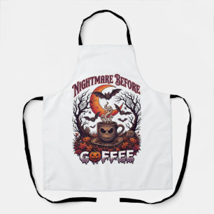 Nightmare Before Coffee Halloween Skull Mug Ghost Apron