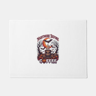 Nightmare Before Coffee Halloween Skull Mug Ghost Doormat