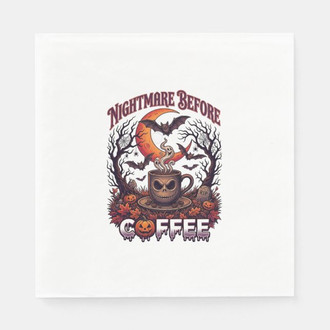Nightmare Before Coffee Halloween Skull Mug Ghost  Napkin (Front)