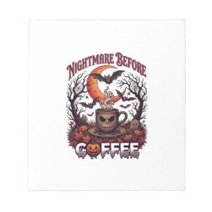 Nightmare Before Coffee Halloween Skull Mug Ghost Notepad