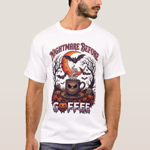Nightmare Before Coffee Halloween Skull Mug Ghost T-Shirt
