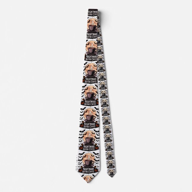 Nightmare Before Coffee Halloween Tie (Front)