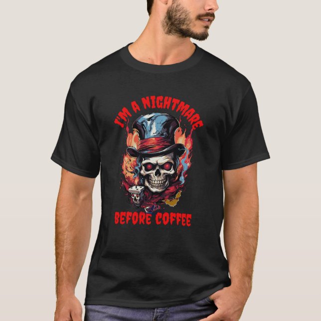 Nightmare Before Coffee Skeleton Coffee Christmas  T-Shirt (Front)