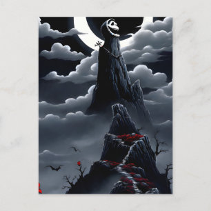 Nightmare before Halloween landscape, portrait of  Holiday Postcard