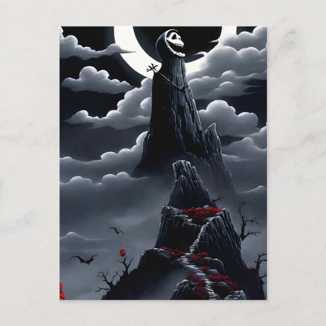 Nightmare before Halloween landscape, portrait of  Holiday Postcard (Front)