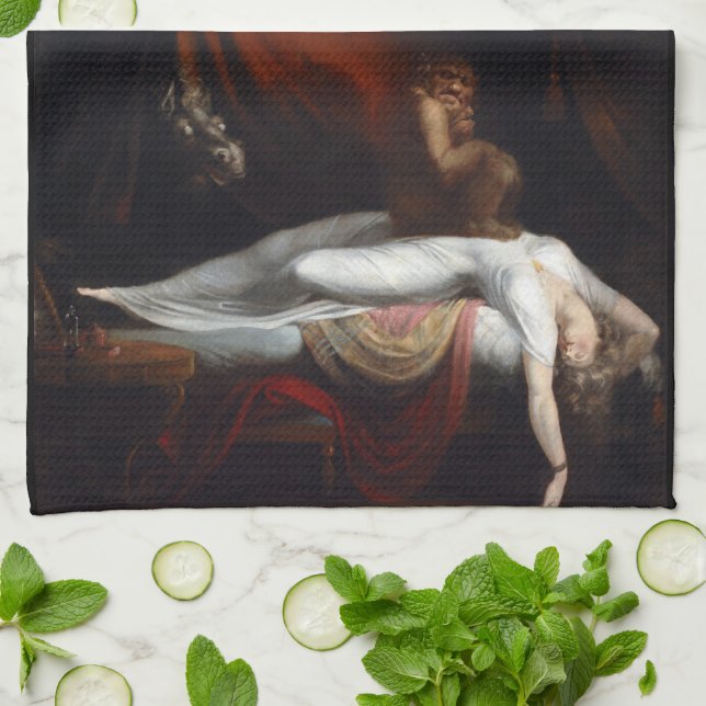 Nightmare by Henry Fuseli Gothic Macabre Dark Art Tea Towel (Folded)