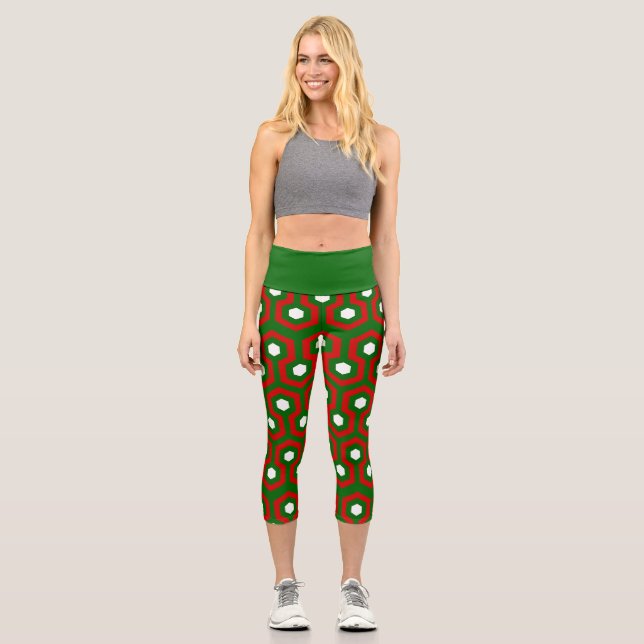 nightmare christmas hotel carpet horror  capri leggings (Front)