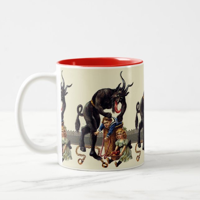 nightmare christmas krampus Two-Tone coffee mug (Left)