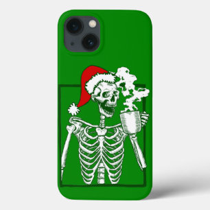 nightmare christmas skeleton drinking coffee skull iPhone 13 case