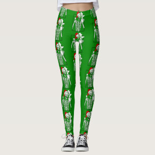 nightmare christmas skeleton drinking coffee skull leggings