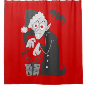 nightmare christmas vampire santa nosferatu black  shower curtain