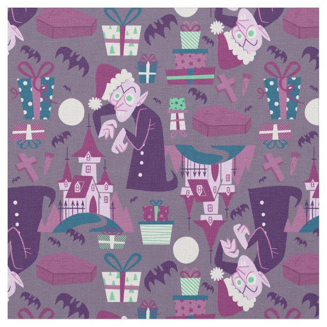 nightmare christmas vampire santa nosferatu  fabric (Close Up)