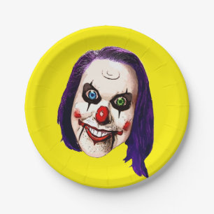 Nightmare Clown Self Portrait Paper Plate