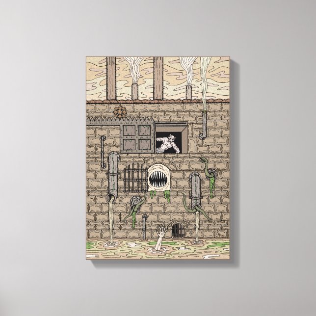Nightmare Factory Weird Horror Art Canvas Print (Front)
