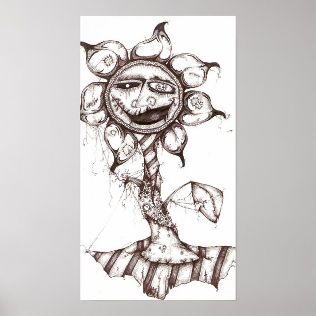 Nightmare Flower Pen & Ink Canvas print (Front)