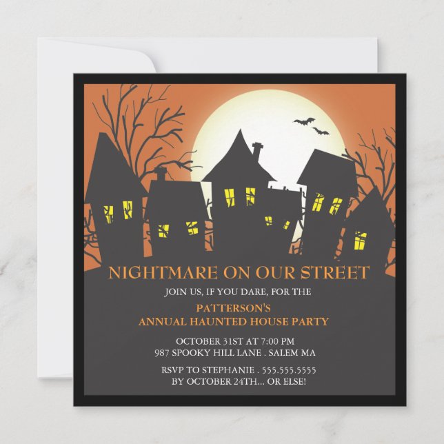 Nightmare Neighbourhood Halloween Party Invitation (Front)