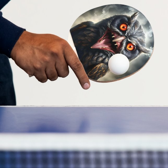 "Nightmare Wings: The Fanged Vampire Owl" Ping Pong Paddle (Insitu)