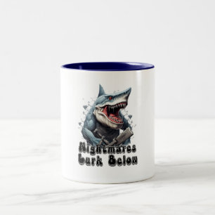 Nightmares Lurk Below gift idea Two-Tone Coffee Mug