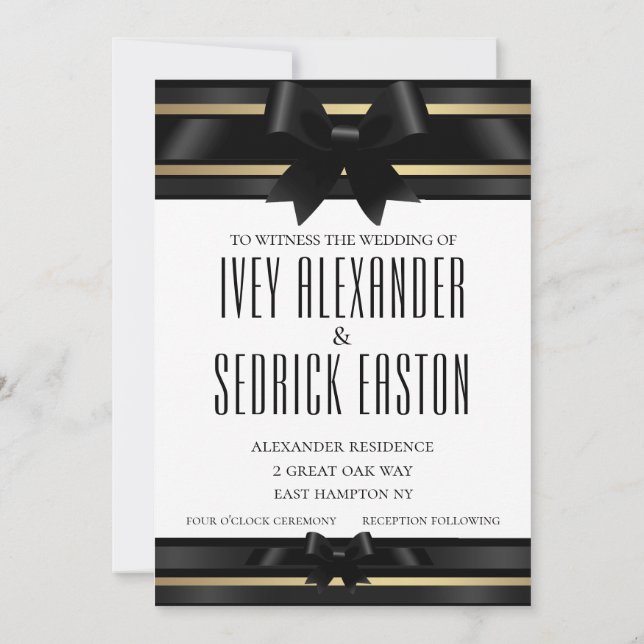 Nights In Black Satin & Gold Formal Invitation (Back)
